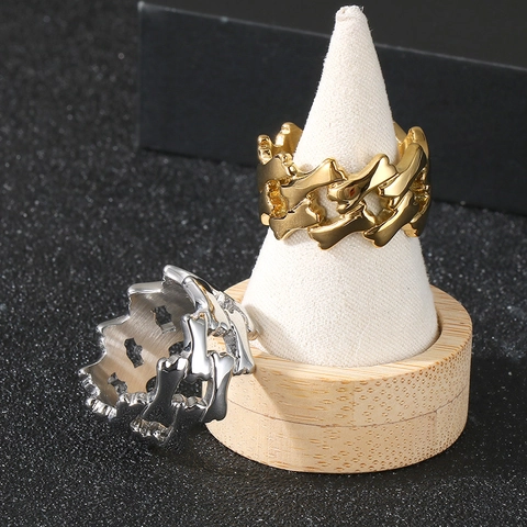 Anello Catena Maglia Osso Acciaio Inossidabile Cavo Geometrico Hip Hop Punk Streetwear Gioielli Di Moda Per Uomini
