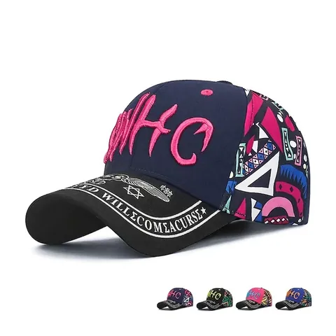 Baseball Cap 3D Letter Embroidery Graffiti Side Panels Cotton Polyester Sunshade Street Style Unisex Adjustable Hat