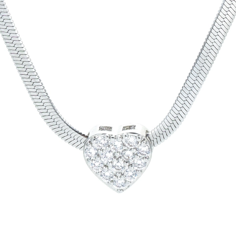 Ins Mode Koperen Hart Hanger Halskette Voor Vrouwen Zirkonia Verguld Goud Zilveren Slangenbot Ketting Sieraden