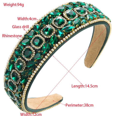 Vintage Baroque Wide Brim Headband For Women Luxury Multicolor Rhinestone Artificial Pearl Padded Hair Hoop Handmade Fashion Hair Accessories