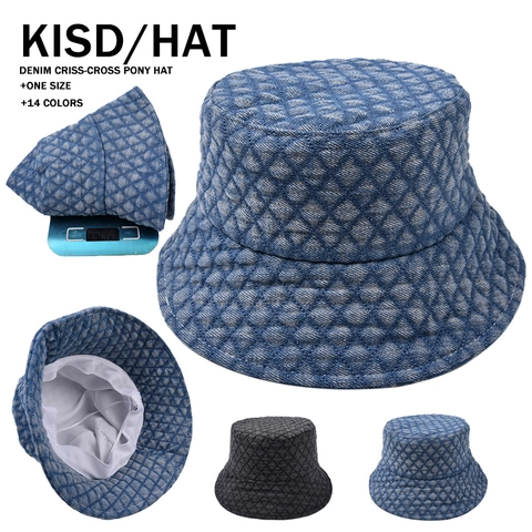 Kids Bucket Hat Quilted Cotton Thickened Warm Autumn Winter Fashion Solid Color Flat Top Wide Brim Sun Protection Cap