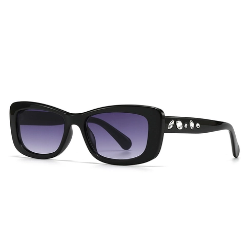 Rechthoekige Zonnebril Met Strass-Poten Vintage Vierkant Frame UV400 Bescherming Mode Streetwear Voor Dames