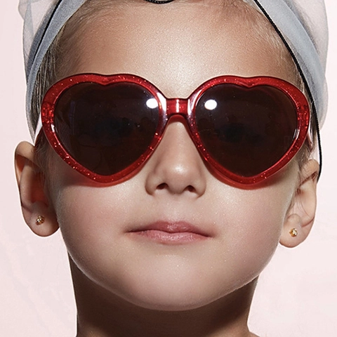 Lunettes De Soleil Enfant Forme Coeur Monture PC Paillettes Lentille Résine Protection UV Mode Pour Garçons Filles