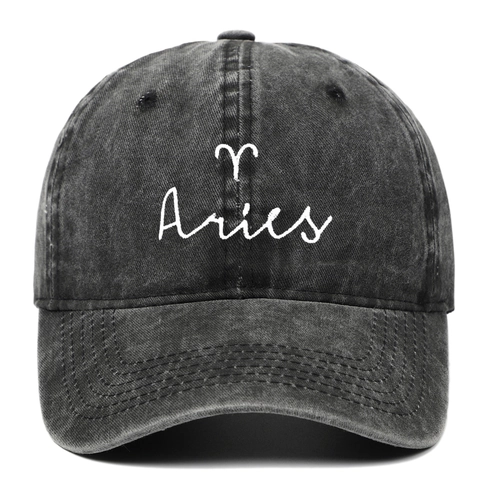 Aries Sternzeichen Stickerei Baseballkappe Gewaschene Baumwolle Vintage Verstellbar Outdoor Sport Retro Hut