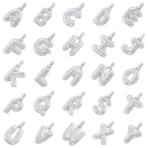 3D Bubble Letter Pendant 18K Gold Plated Copper Brushed Initial A-Z Minimalist Fashion Jewelry Charm Accessories