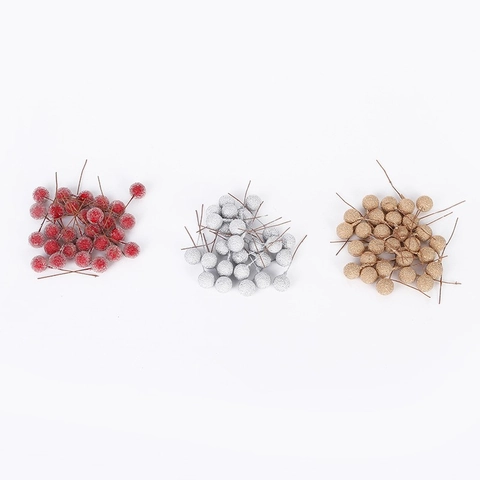 Artificial Christmas Berry Stems Foam Frosted Glitter Pomegranate For Wreath DIY Flower Arrangement Home Decor Accessories