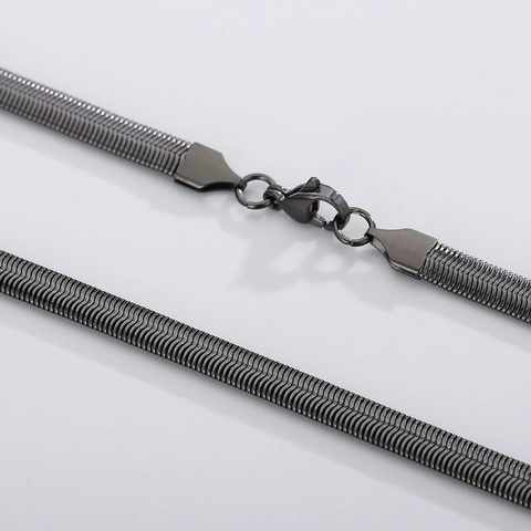 Stainless Steel Flat Snake Chain Necklace Herringbone Blade Link Minimalist Versatile Jewelry For Men Women