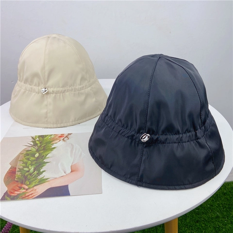 Sombrero De Cubo Poliéster Cordón Ajustable Ala Corta Color Sólido Sombrilla Gorra De Pescador Moda De Verano Al Aire Libre