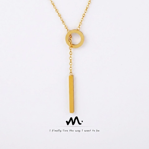 Collana con Pendente a Forma di Y in Acciaio al Titanio Minimalista per Donna Placcata in Oro 18K Cerchio Barra Gioielli Geometrici