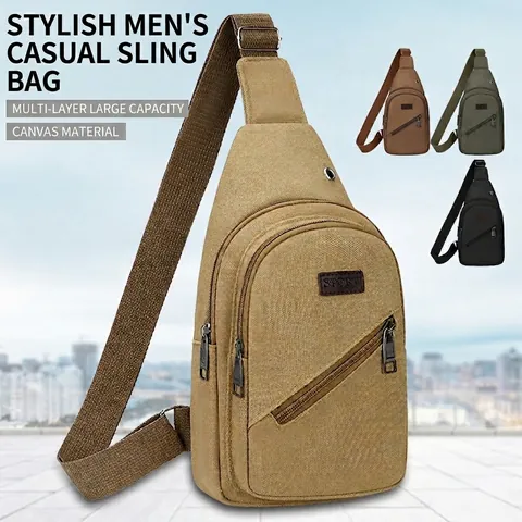 Herren Segeltuch Brusttasche Wasserdicht Sling Bag Mehrere Taschen Lässige Umhängetasche Sport