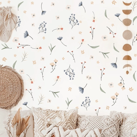 Nordic Blumen Blatt Wandsticker PVC Selbstklebend Boho Aquarell Pflanze Dekals Für Kinderzimmer Schlafzimmer Kleiderschrank
