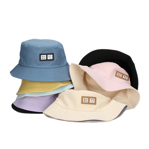 Casual Bucket Hat Cotton Polyester Smile Face Patch Sun Protection Breathable Fisherman Cap For Men Women Unisex