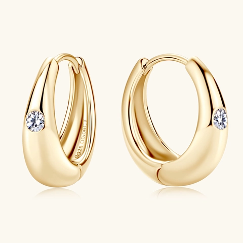 925 Sterling Silver Moissanite Hoop Earrings For Women Light Luxury Fashion U-Shaped Round Geometric Moissanite Stud Earrings