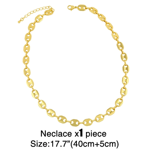 Kaffeebohne Schweinenase Gliederkette Halskette Und Armband 18K Vergoldetes Kupfer Hip Hop Retro Schmuck Für Damen