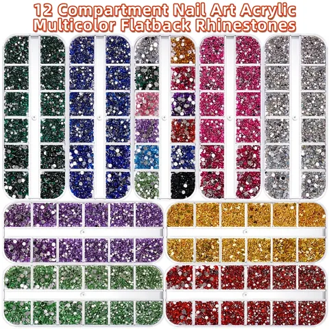 Strass Paillettes Per Nail Art Forme Miste Dorso Piatto Gioielli In Acrilico Cristallo Per Decorazione Manicure Fai Da Te Salone