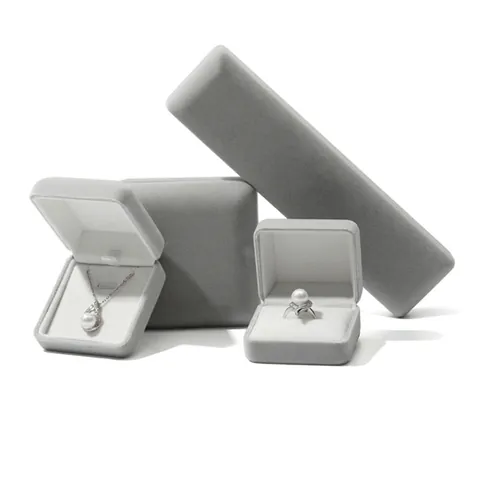 Boîte à Bijoux de Luxe en Velours pour Bague Pendentif Collier Bracelet Jonc Rangement Boîte d'Emballage de Bijoux Carrée Avec Nœud