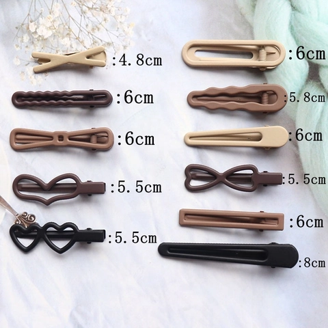 Mollette Per Capelli In Metallo Opaco Geometriche Toni Terra Becco Anatra Fermagli Laterali Donne Ragazze Eleganti