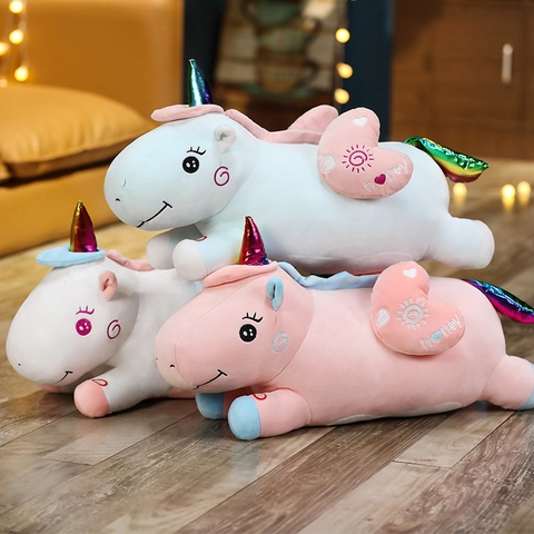 Colorful LED Glowing Unicorn Plush Toy Soft Stuffed Animal Sleeping Pillow Gift for Girls Valentine Birthday Home Decor