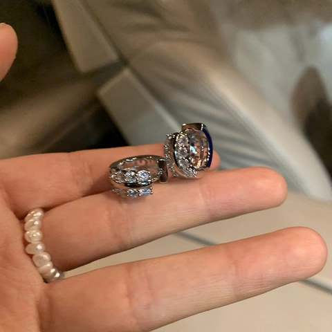 Orecchini A Cerchio Huggie Con Zirconi E Perno In Argento Gioielli In Rame Di Moda Regalo Per Donne
