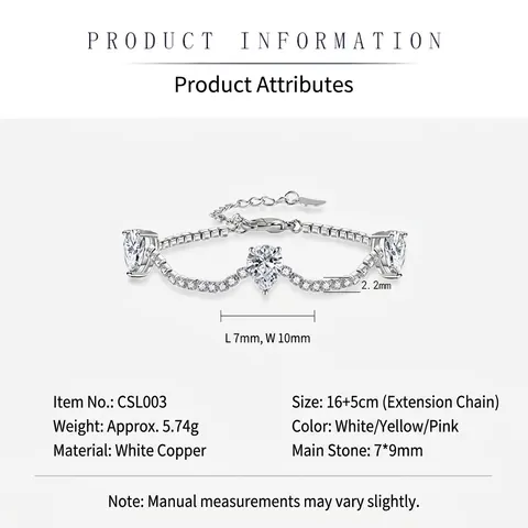 Pulsera Elegante de Cuproníquel con Circonia de Corte Pera para Mujer Gota de Agua Incrustada con Piedra de Color Boda Fiesta Joyería de Moda