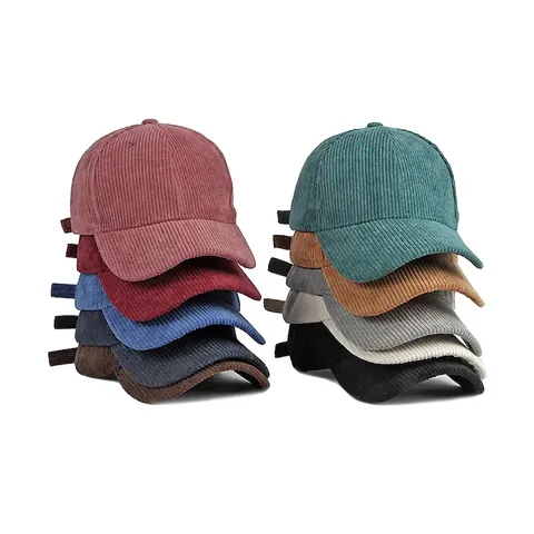 Gorra de Béisbol Vintage de Pana de Algodón de Color Sólido Para Hombres Mujeres Ajustable Gorra con Visera Simple Otoño Invierno Cálido Deportes