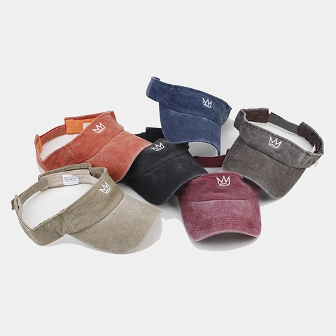 Visiera Cappello Cotone Lavato Traspirante Sport All Aperto Distressed Vintage Ricamo Corona Regolabile Uomo E Donna
