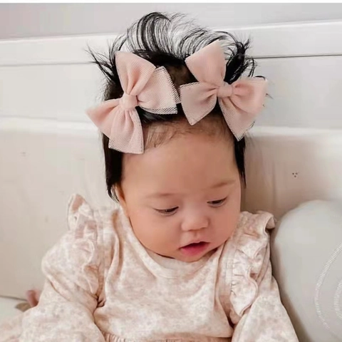 Mesh Bow Hair Clips Handmade Gauze Ribbon Barrettes Princess Headwear For Baby Girls Toddlers Solid Color Hairpins