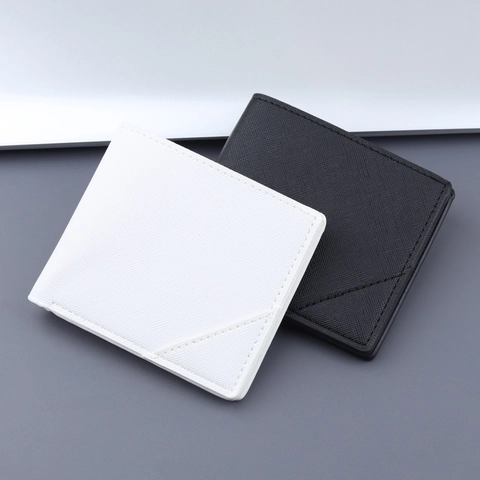 Herren Bifold Geldbörse Saffiano Muster PU Leder Schlank Kurz Kartenhalter Business Minimalist Beutel