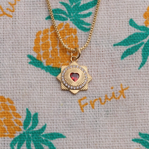 Collana Malocchio Rame Placcato Oro Zircone Ciondolo Cuore Sole Stella Gioielli Stile Turco Retrò Per Donne