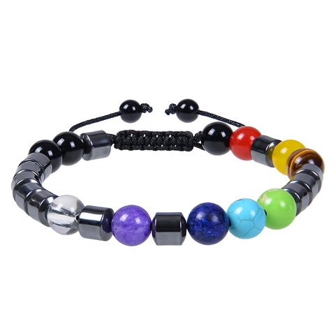 Bracelet En Pierre Naturelle Corde Tressée Réglable Énergie De Guérison Chakra Perles Yoga Style Ethnique Unisexe