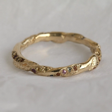Anello In Rame A Spirale Intrecciata Placcato Oro 18K Zirconia Cubica Colorata Irregolare Stile Ins Vintage Per Donne