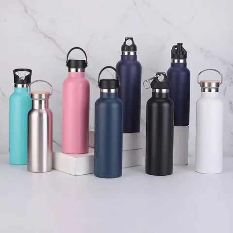 Stainless Steel Vacuum Insulated Water Bottle Double Wall Leakproof Thermal Flask With Portable Handle For Sports Gym