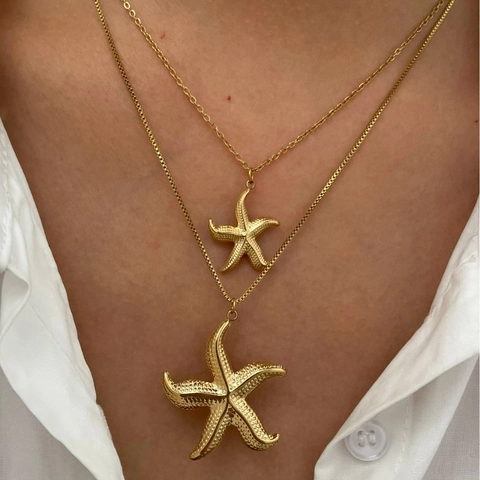 Zeester Schelp Hanger Ketting Waterdicht Verguld Roestvrij Staal Oceaan Thema Strand Sieraden Voor Dames