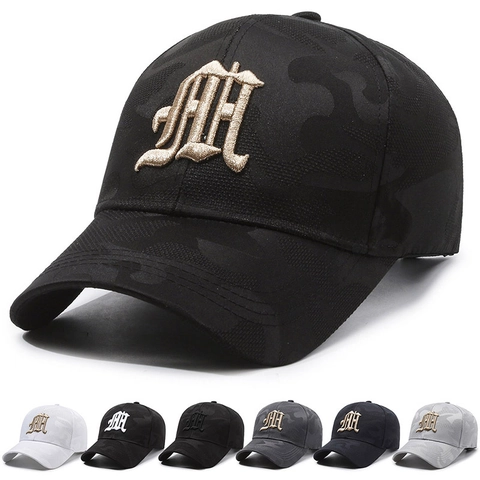 Baseball Cap Camouflage Pattern 3D Gothic Letter Embroidery Adjustable Cotton Outdoor Sports Sun Hat For Men Women