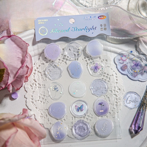 Geprägte Wachssiegel Aufkleber Kristall Epoxidharz Goldfolie Dekor Für DIY Scrapbook Journal Briefumschlag Basteln