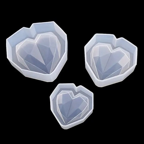 Diamant Hart Siliconen Vorm Geometrische Facet DIY Taart Mousse Chocolade Bakken Hars Gieten Kaars Tool