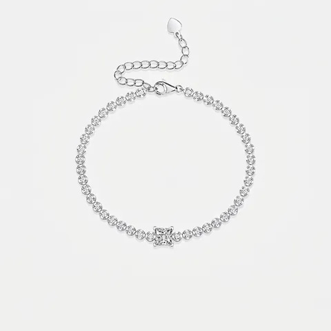 Bracelet Cube Magique en Argent Sterling 925 avec Moissanite Zirconia Étincelant Incrusté Bracelet Chaîne Tennis Réglable Bijoux Femme