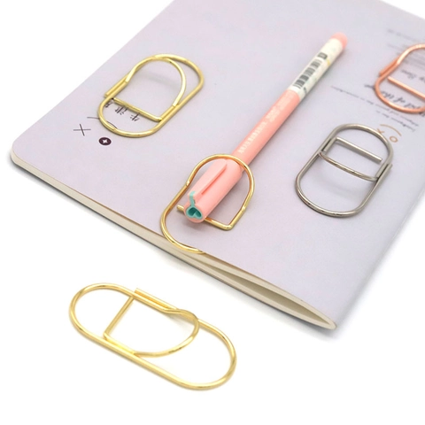 Metal Pen Clip Large Paper Clip Bookmark Holder For Notebook Planner Minimalist Electroplated Carbon Steel Office Accessory