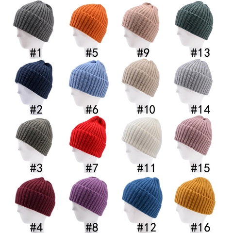 Beanie Mütze Strickgarn Verdickt Rippenstrick Umschlag Warm Outdoor Winter Herbst Mode Einfarbig Für Herren Damen Unisex