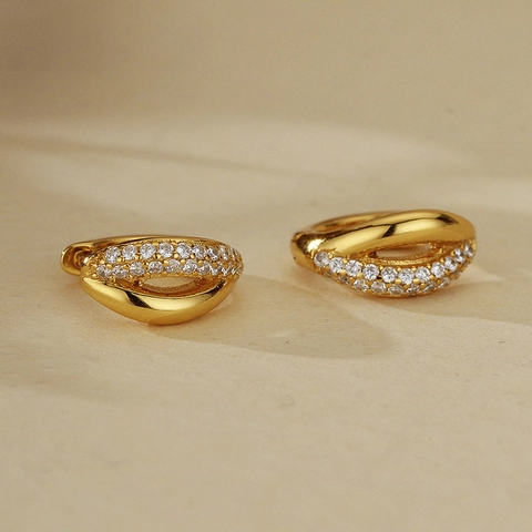 Luxus S925 Sterlingsilber Zirkonia Hoop Ohrringe 18K Vergoldet Mikro Inlay Geometrische Kreis Ohr Schnalle Mode Schmuck Für Damen