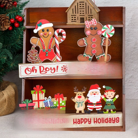 Weihnachts Holz Tischdeko Lebkuchenmann Weihnachtsmann Rentier Geschenkbox Holz Festliche Tischdekoration Home Party