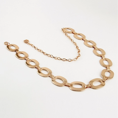 Fashionable Metal Waist Chain Belt For Women Adjustable Oval Link Belly Chain Sophisticated Polish Body Jewelry Accessory