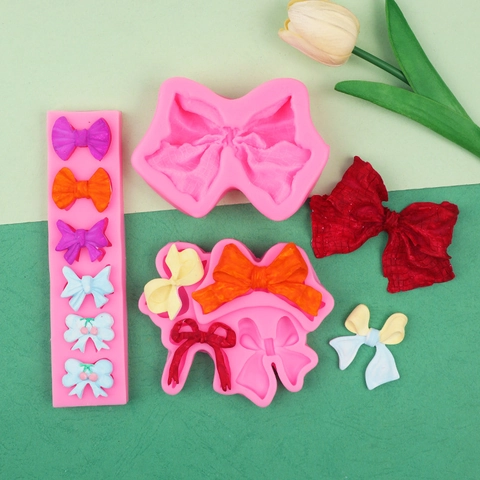 Bowknot Silicone Fondant Cake Mold For DIY Polymer Clay Handmade Soap Chocolate Dessert Craft Tools 3D Textured Design