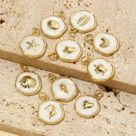 Oceaan Thema Bedels Hangers Koper Emaille Verguld Zeester Schildpad Schelp Hart Dolfijn Voor DIY Sieraden Maken