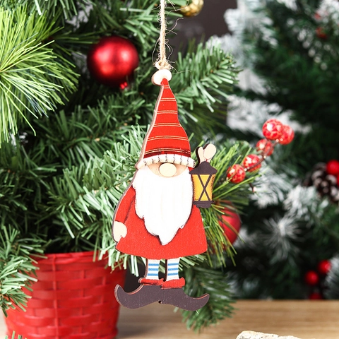 Ornamenti Appesi Di Gnomo Di Legno Di Natale Decorazione Albero Stile Nordico Dipinto Rosso Bianco Arredamento Festivo