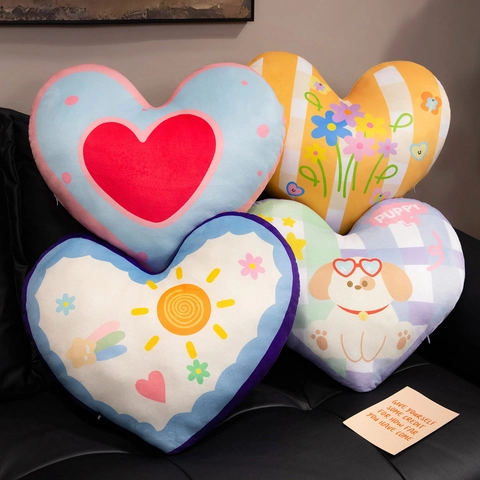 Cuscino Di Peluche A Forma Di Cuore Morbido Peluche Corto Giocattolo Imbottito Divano Decorazione Kawaii Regalo Di San Valentino
