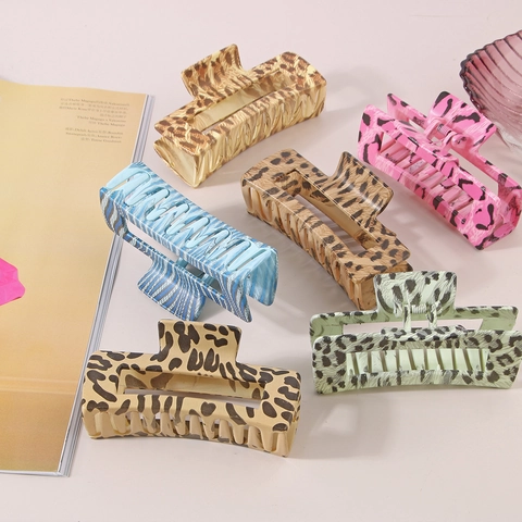 Mollette Per Capelli Plastica Rettangolo Vuoto Stampa Leopardo Zebra Antiscivolo Moda Retrò Accessori Per Capelli Donna