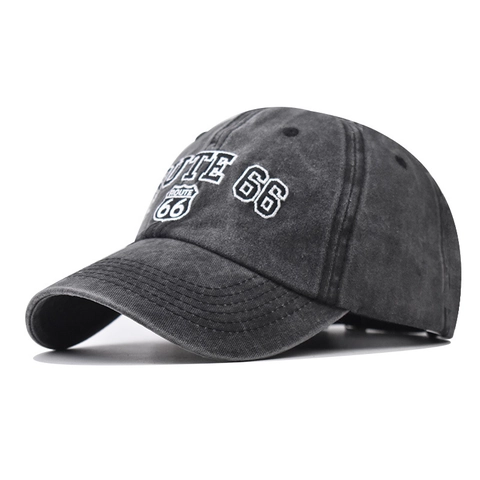 Cappello Da Baseball Cotone Lavato Ricamato Route 66 Retro Cappello Da Sole Regolabile Per Uomini Donne