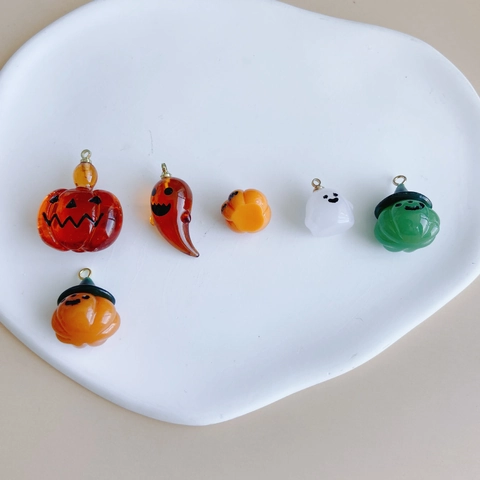 Breloques Halloween Résine Citrouille Fantôme Pendentifs Pour Création Bijoux Accessoires Festifs Boucles Oreilles Collier