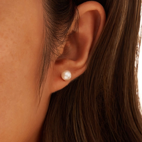 Orecchini a Bottone in Argento Sterling 925 Con Perle d'Acqua Dolce Perle Naturali Tonde Gioielli Regalo Donna